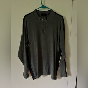 Breakdown large Gray Quarter-Zip Pullover with blue and Yellow Stripes